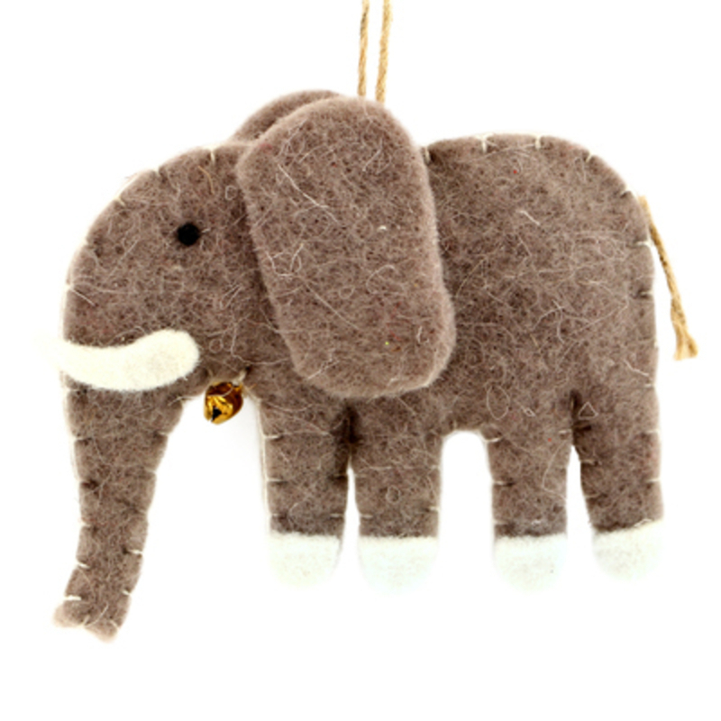 Felt Elephant Hanging Christmas Decoration By Gisela Graham Gifts