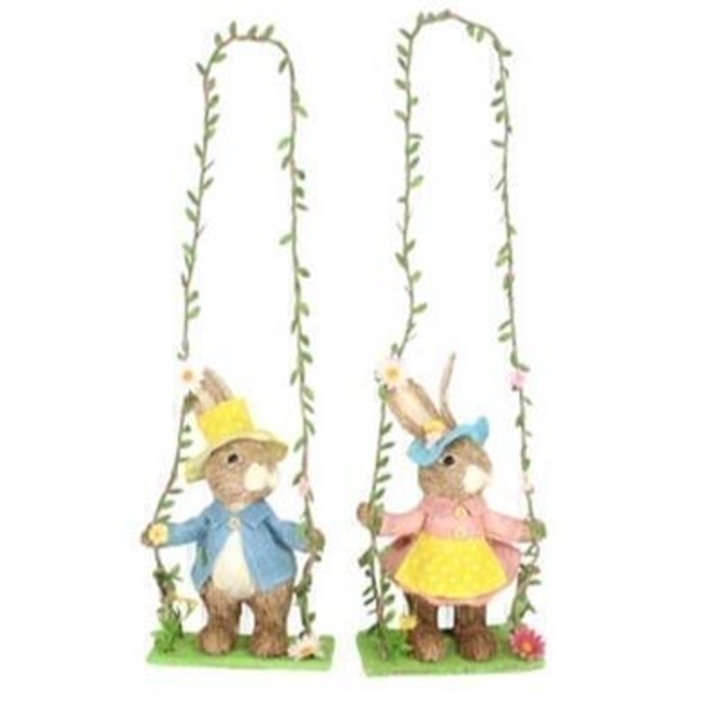 Choice Of Boy Girl Bunny Rabbit On Swing Easter Decoration By