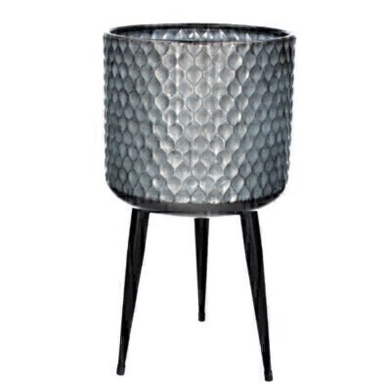 Galvanised Medium Metal Pot Cover with Legs by Gisela Graham \ Gifts ...