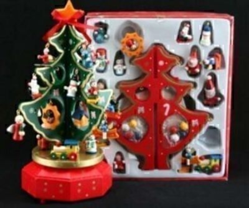 Small Wooden Christmas Tree Music Box With Decorations Gisela Graham: Gifts Liverpool, Florist ...