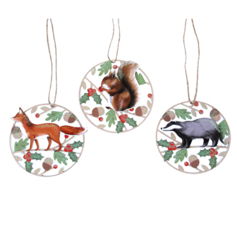 Choice Of 3 Woodland Christmas Hanging Decoration By Gisela Graham